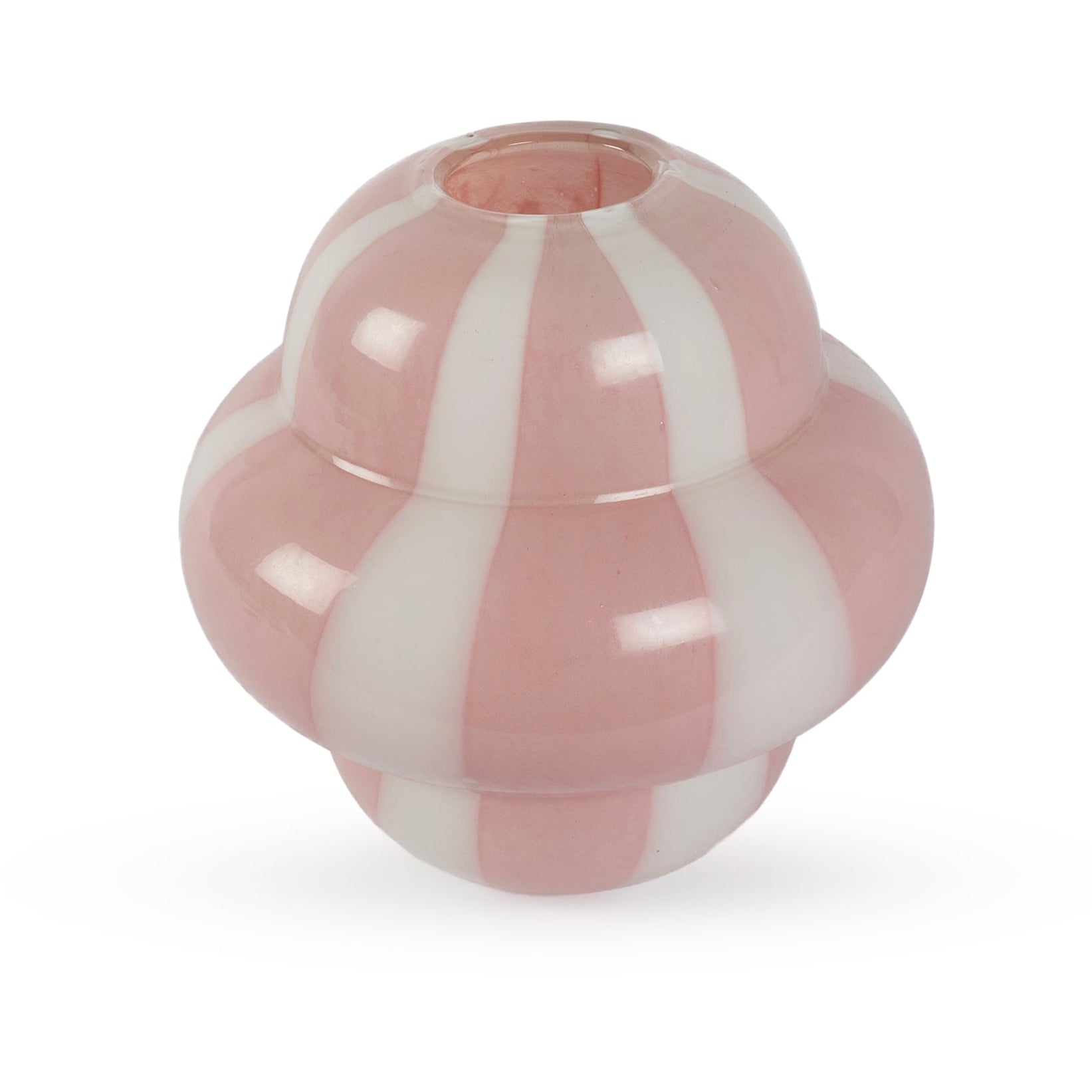 Rose abstract pink and white swirl glass vase 22cm wide