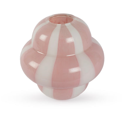Rose abstract pink and white swirl glass vase 22cm wide