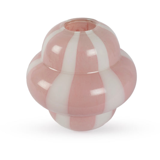 Rose abstract pink and white swirl glass vase 22cm wide