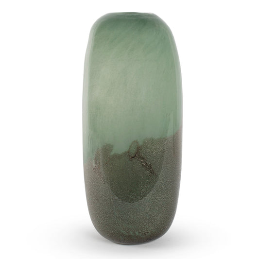 Saskia tall two-tone deep green glass vase 35cm modern contemporary