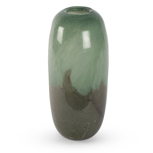Saskia tall two-tone deep green glass vase 35cm modern contemporary