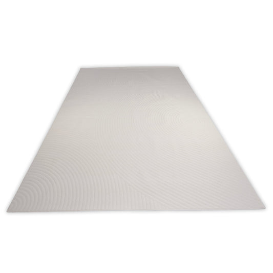 Abstract cream rug with circular patterns