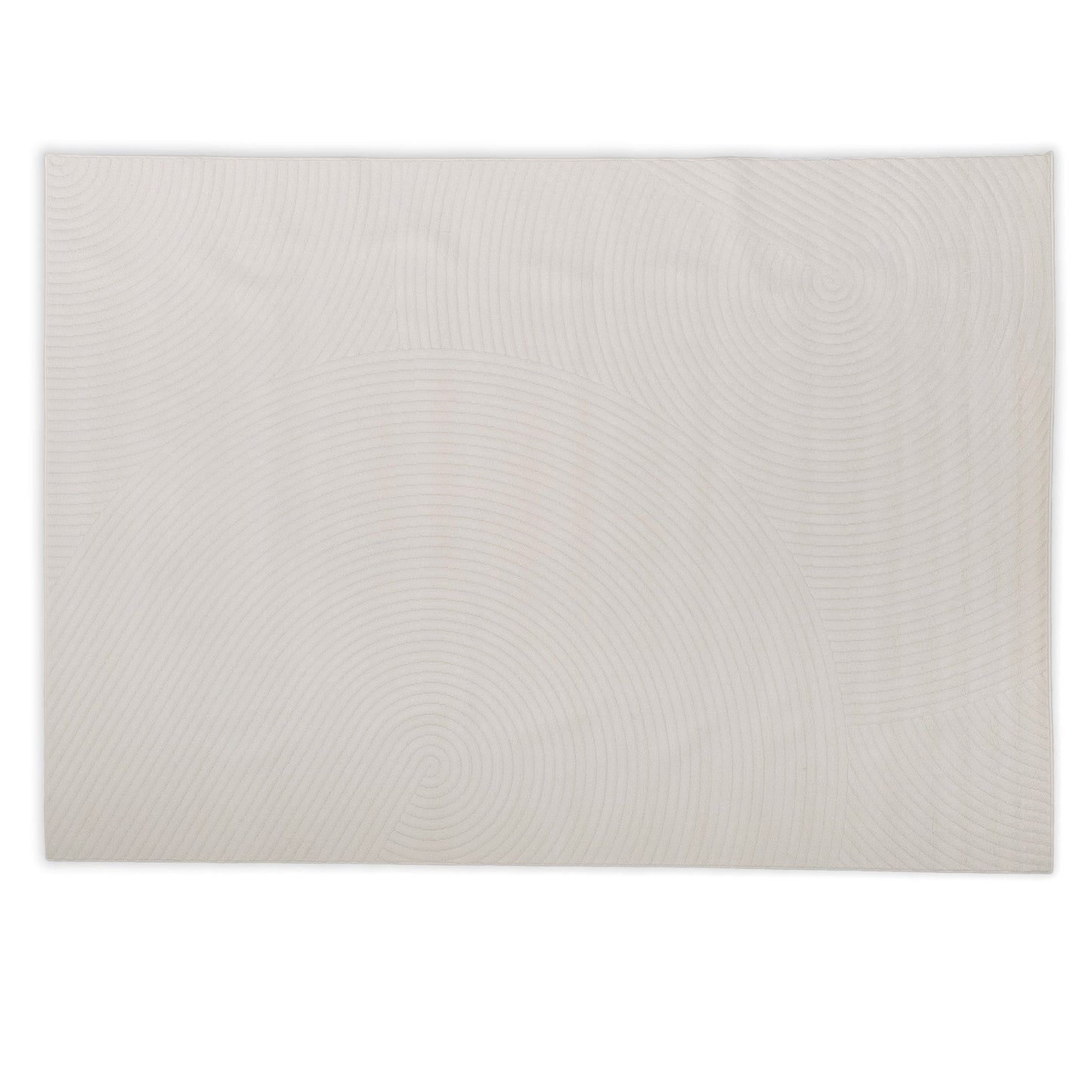 Abstract cream rug with circular patterns