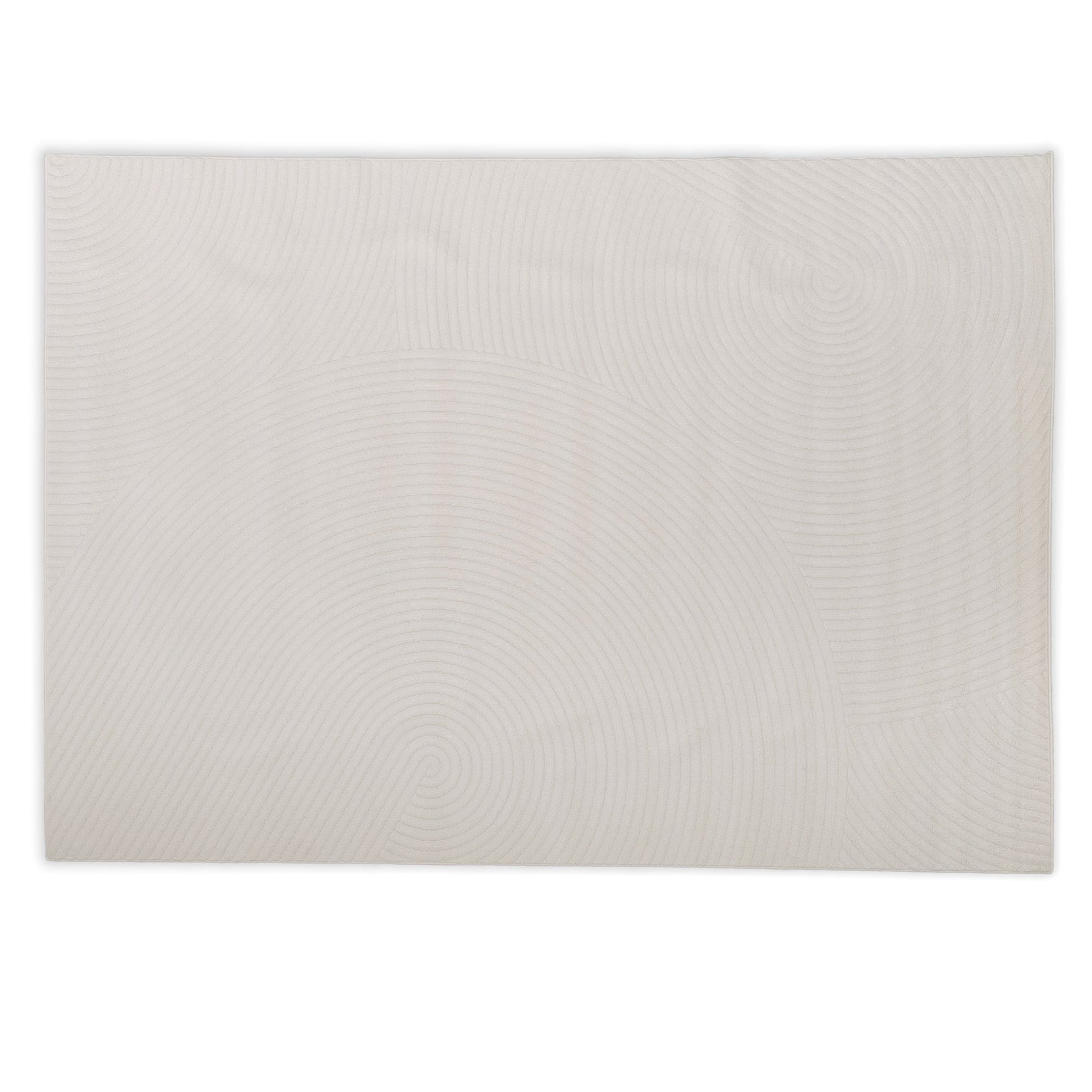 Abstract cream rug with circular patterns