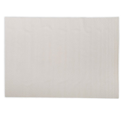 Abstract cream rug with circular patterns