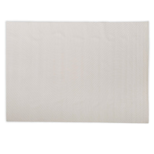 Abstract cream rug with circular patterns