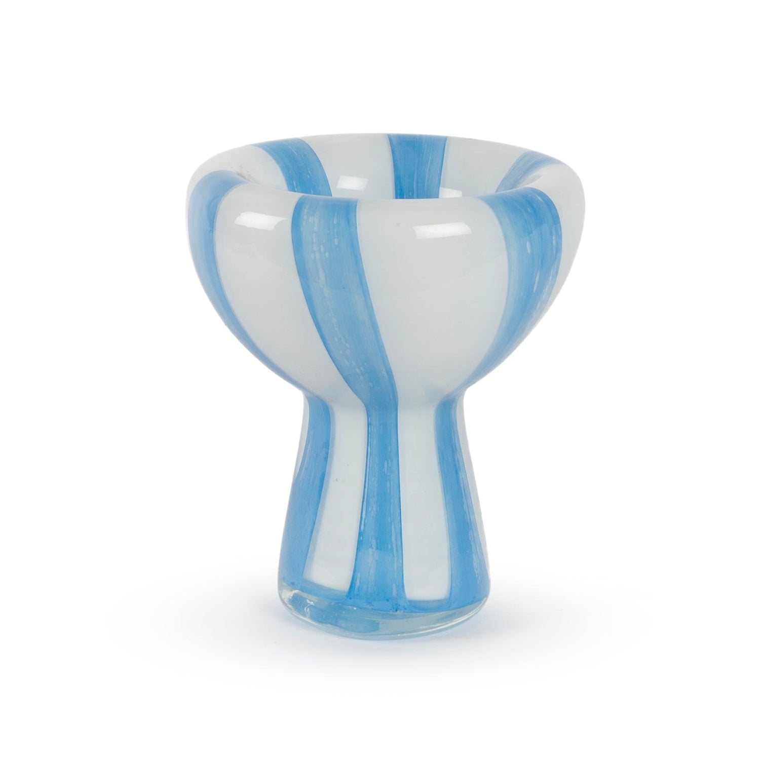 Stella abstract blue and white stripe glass vase 18cm modern contemporary