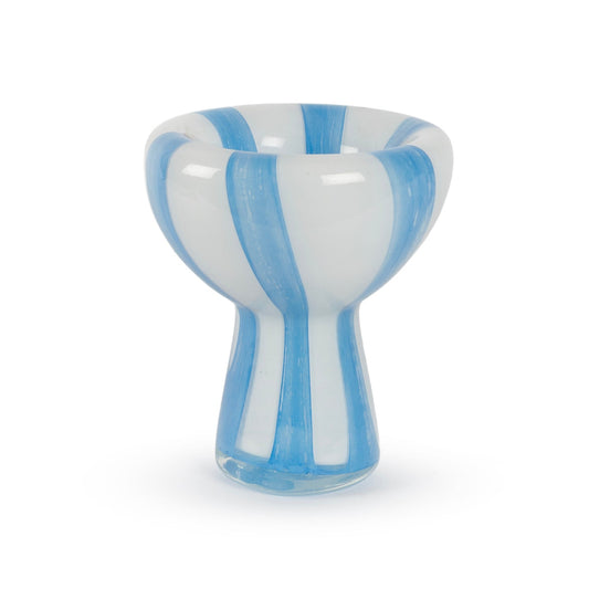 Stella abstract blue and white stripe glass vase 18cm modern contemporary