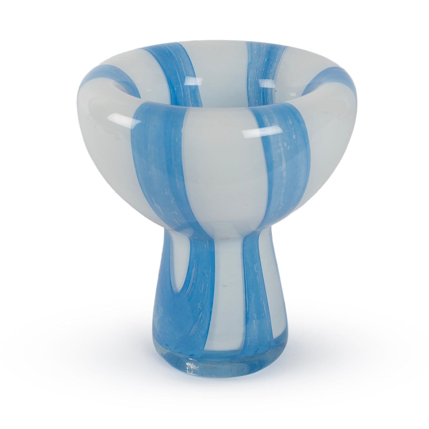 Stella abstract blue and white stripe glass vase 18cm modern contemporary