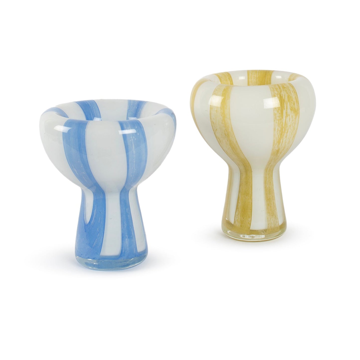Stella abstract blue and white stripe glass vase 18cm modern contemporary