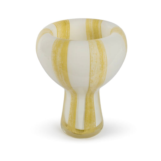 Stella abstract yellow and white stripe glass vase 20cm modern contemporary
