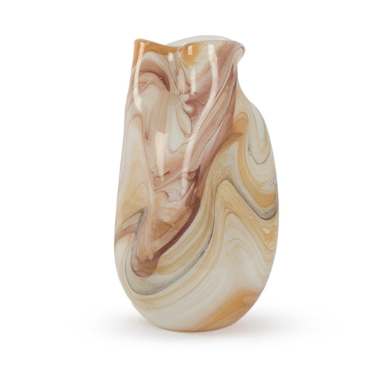 Taigen abstract sculptural glass vase pink burgundy grey white swirl 29cm