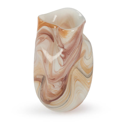 Taigen abstract sculptural glass vase pink burgundy grey white swirl 29cm
