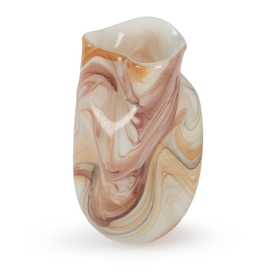 Taigen abstract sculptural glass vase pink burgundy grey white swirl 29cm
