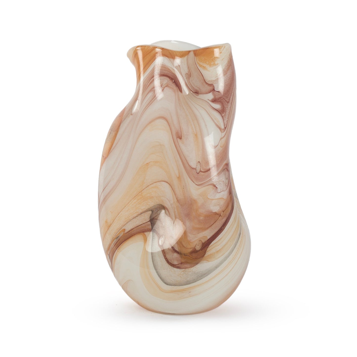 Taigen abstract sculptural glass vase pink burgundy grey white swirl 29cm