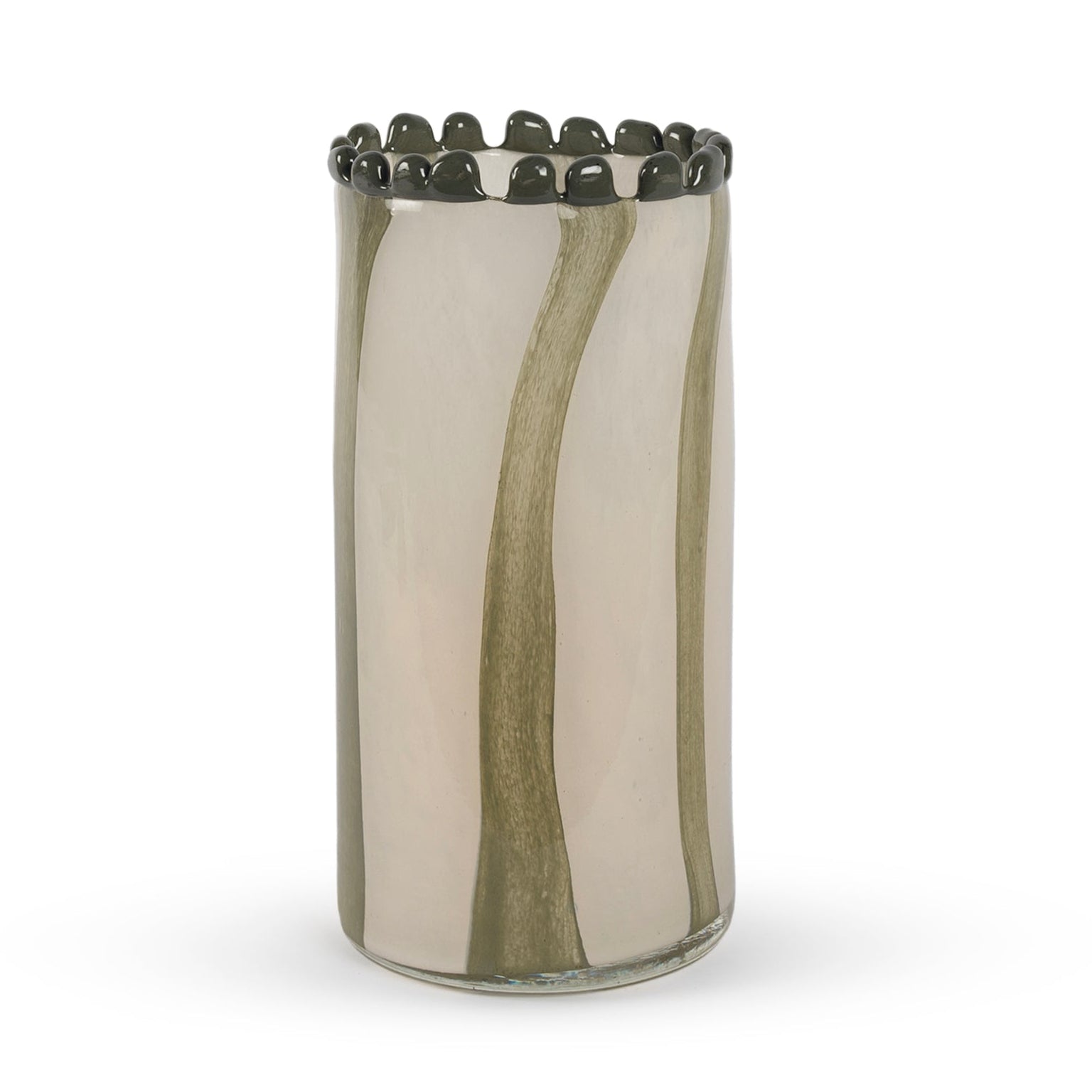 Topaz large rounded green and cream abstract glass vase 25cm