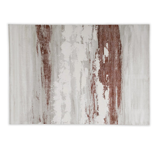Grey and rust copper modern rug
