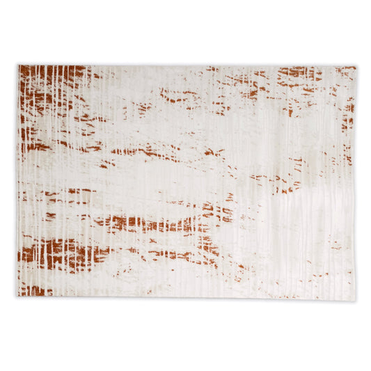 Cream and orange contemporary rug