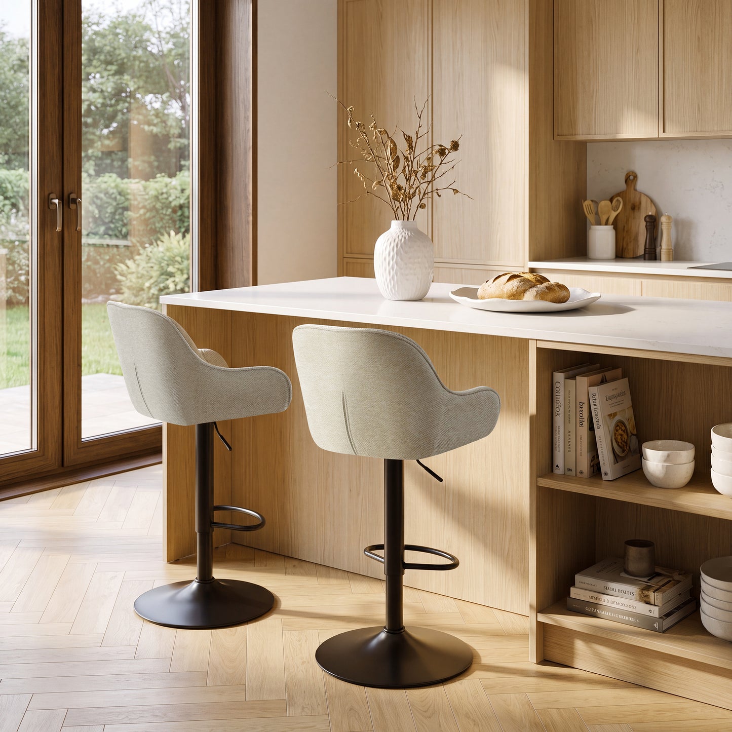 Vika Upholstered Swivel Barstool
