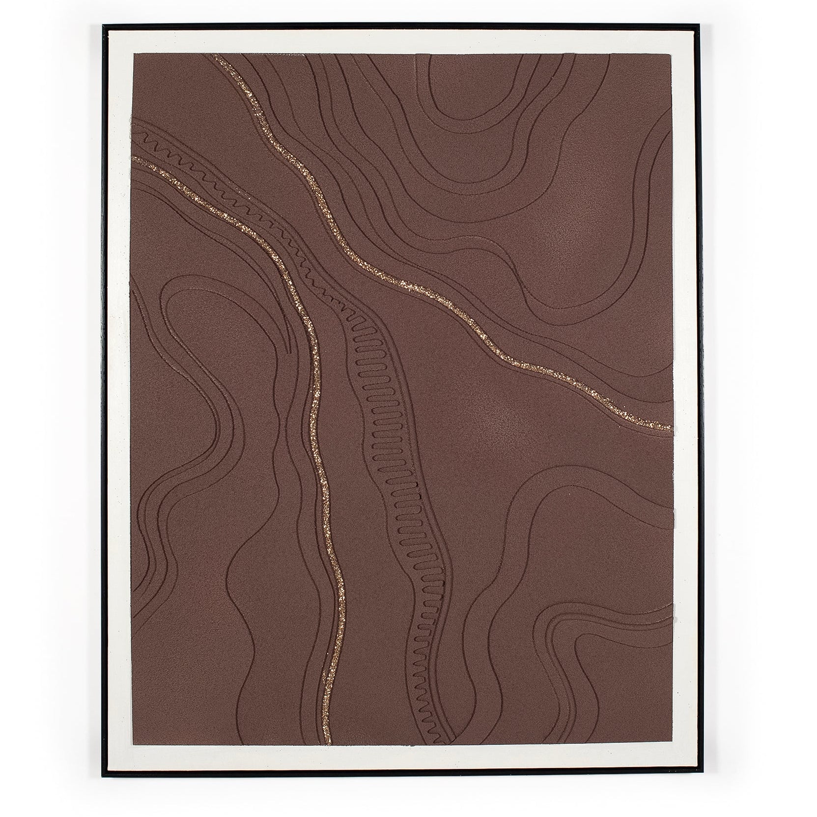 3D burgundy and gold artwork