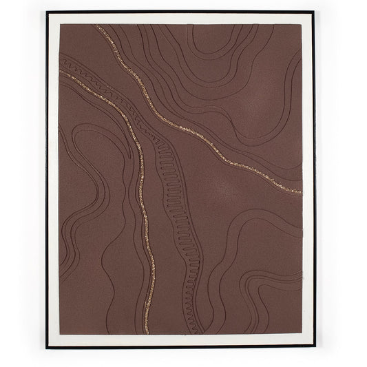3D burgundy and gold artwork